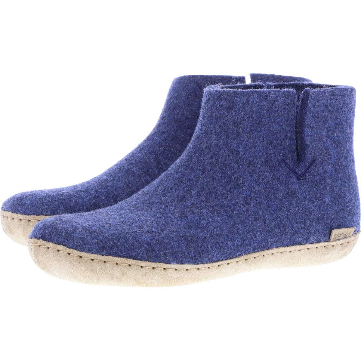Glerups / Modell: "G" / Denim/Blau Wollfilz / Kalbsleder-Sohle / Geschlossene Schuhe
