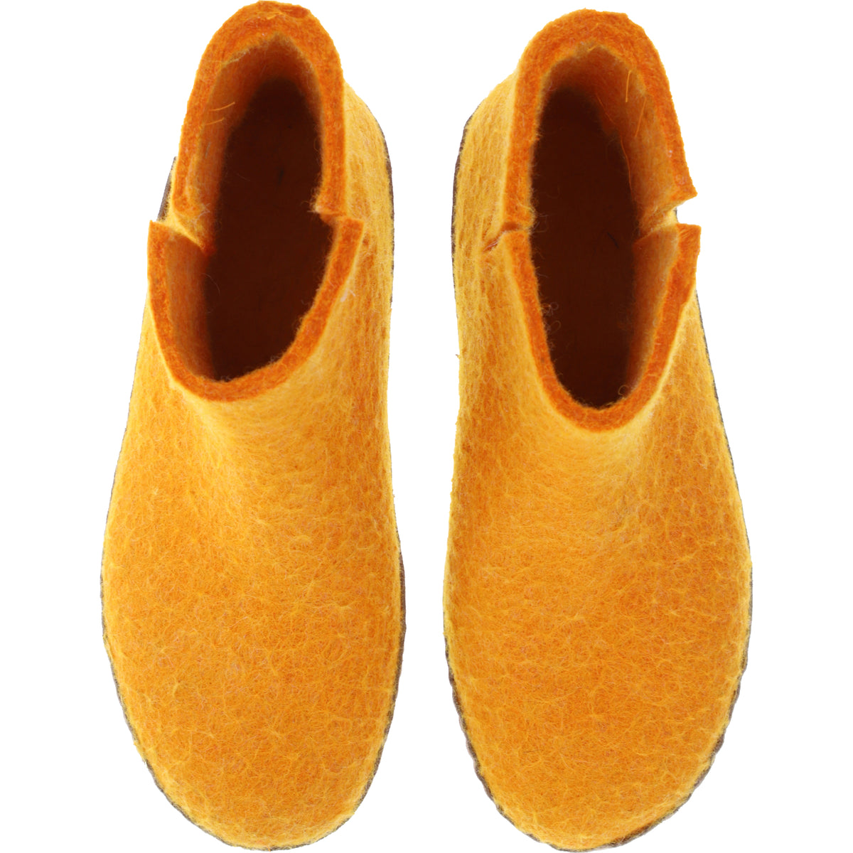 Glerups / Modell: "G" / Orange Wollfilz / Kalbsleder-Sohle / Geschlossene Schuhe