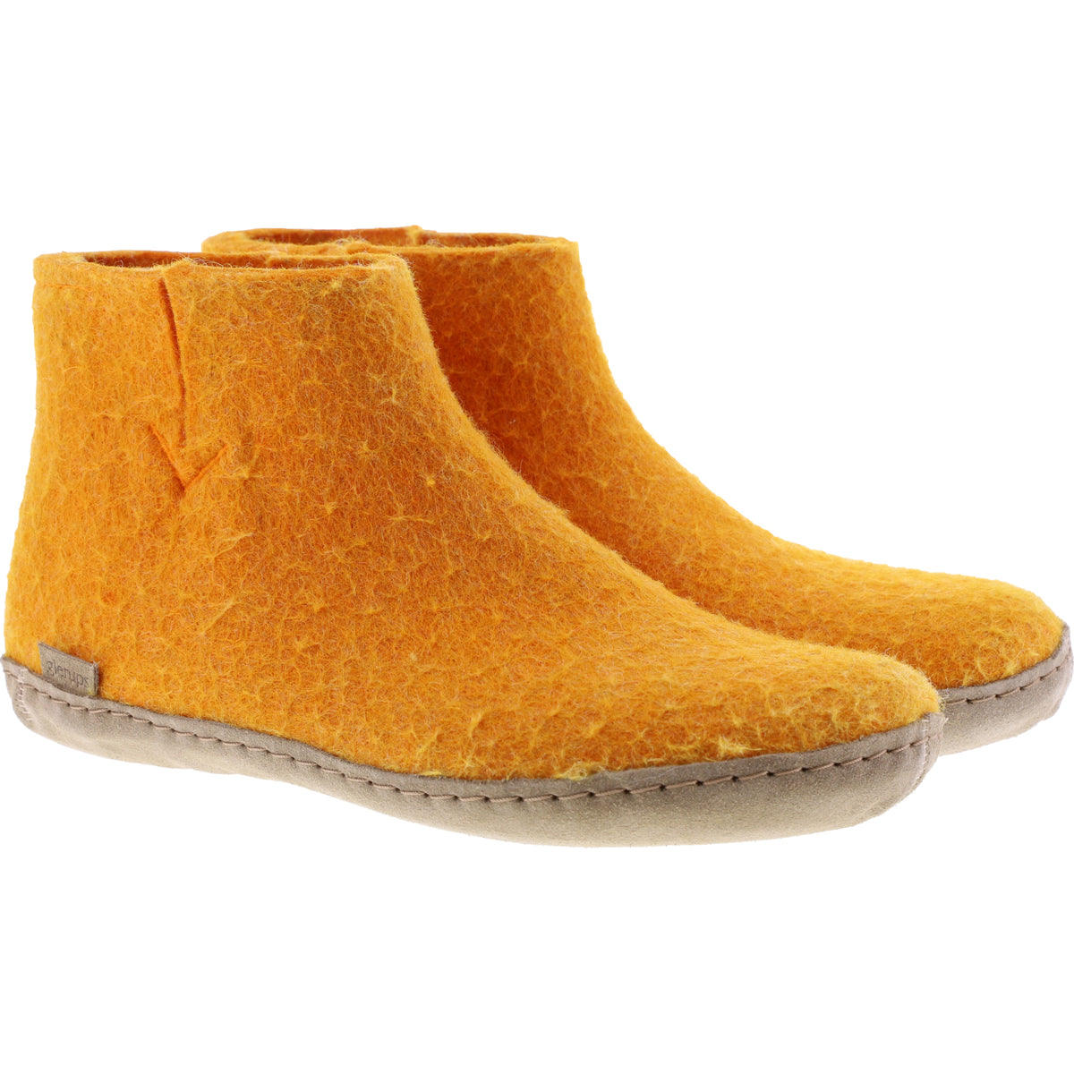 Glerups / Modell: "G" / Orange Wollfilz / Kalbsleder-Sohle / Geschlossene Schuhe
