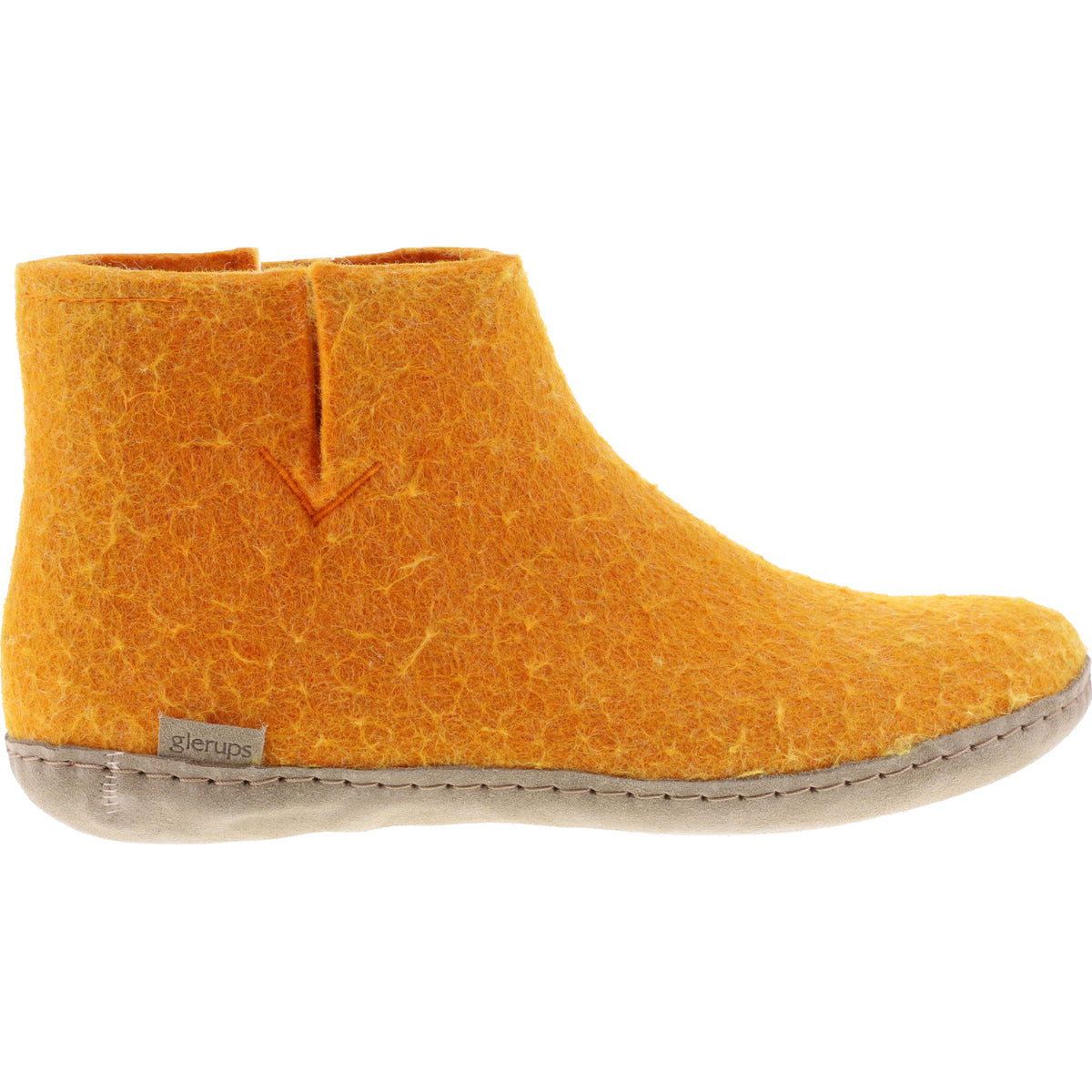 Glerups / Modell: "G" / Orange Wollfilz / Kalbsleder-Sohle / Geschlossene Schuhe