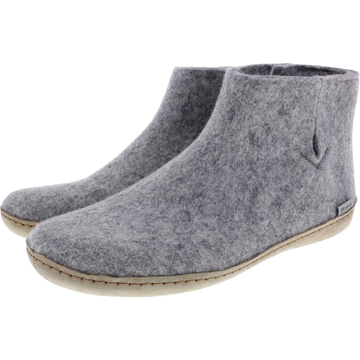 Glerups / Modell: "G" / Grey-Hellgrau Wollfilz / Kalbsleder-Sohle / Geschlossene Schuhe