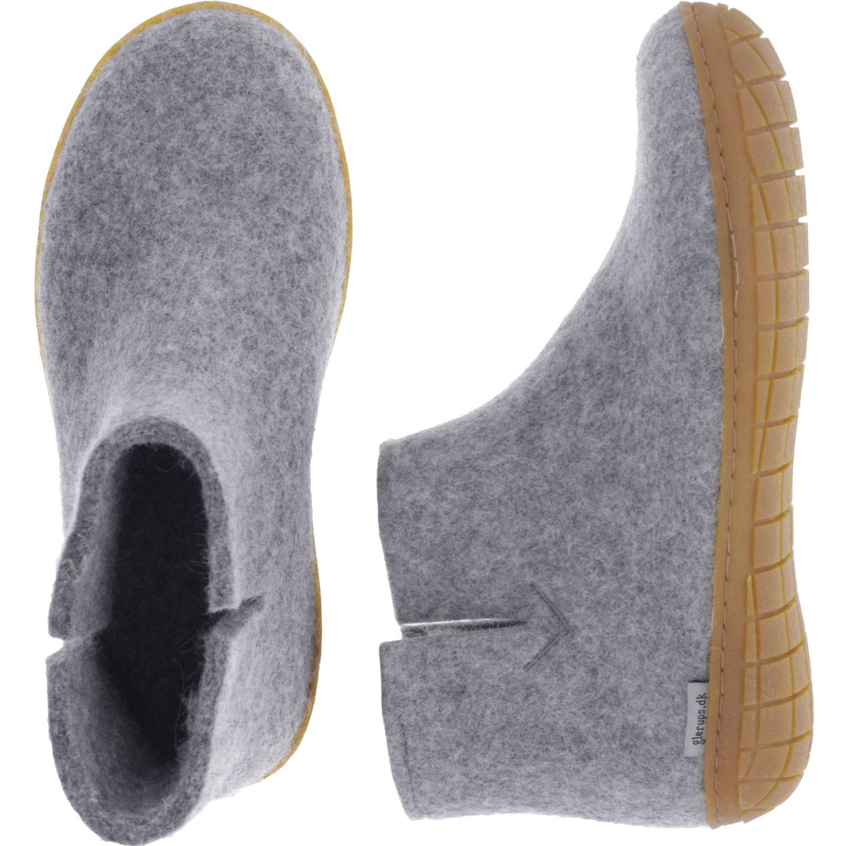 Glerups / Modell: "GR" / Grey-Grau Wollfilz / Naturkautschuk-Sohle / Geschlossene Schuhe