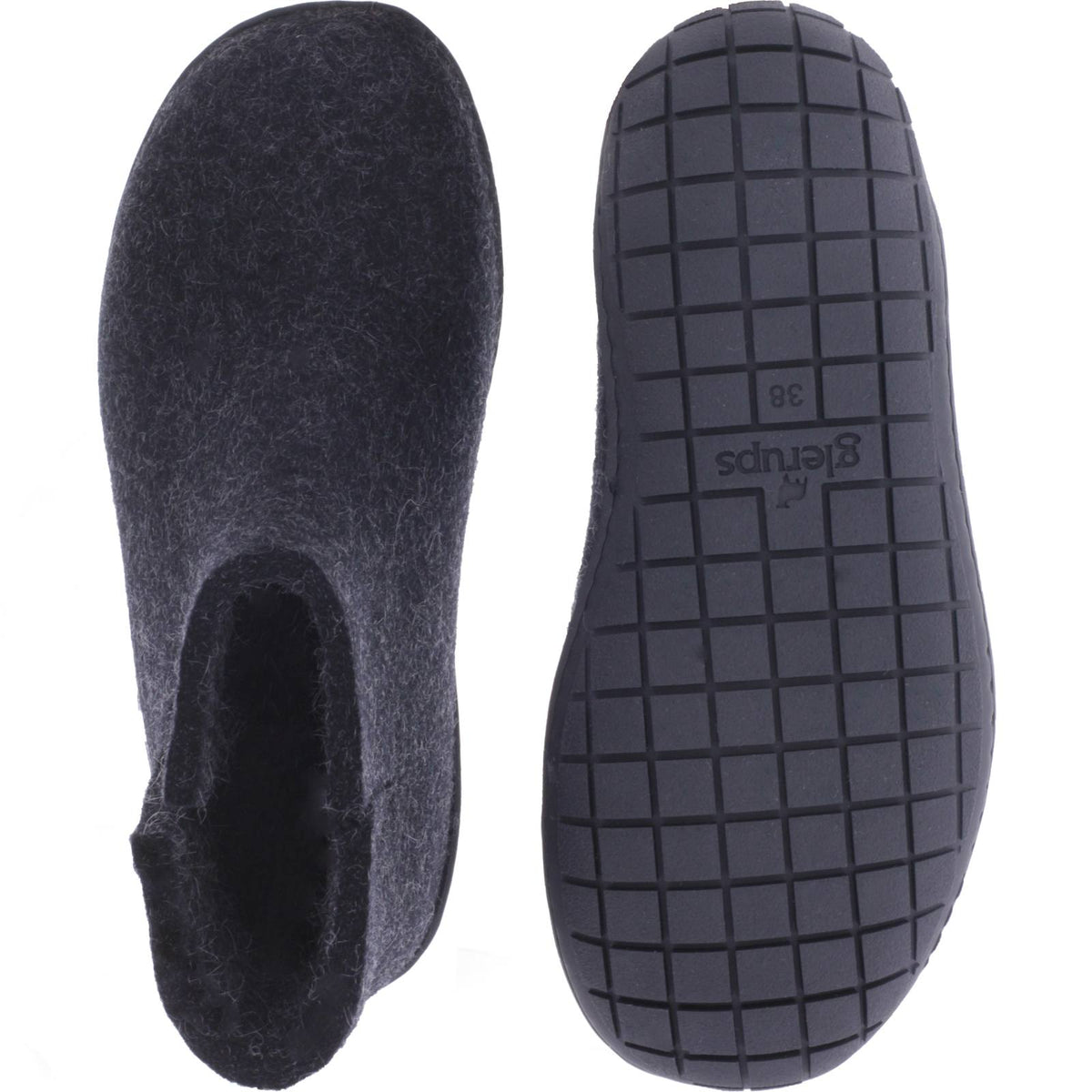 Glerups / Modell: "GR" / Charcoal-Anthrazit Wollfilz / Schwarz-Sohle / Geschlossene Schuhe