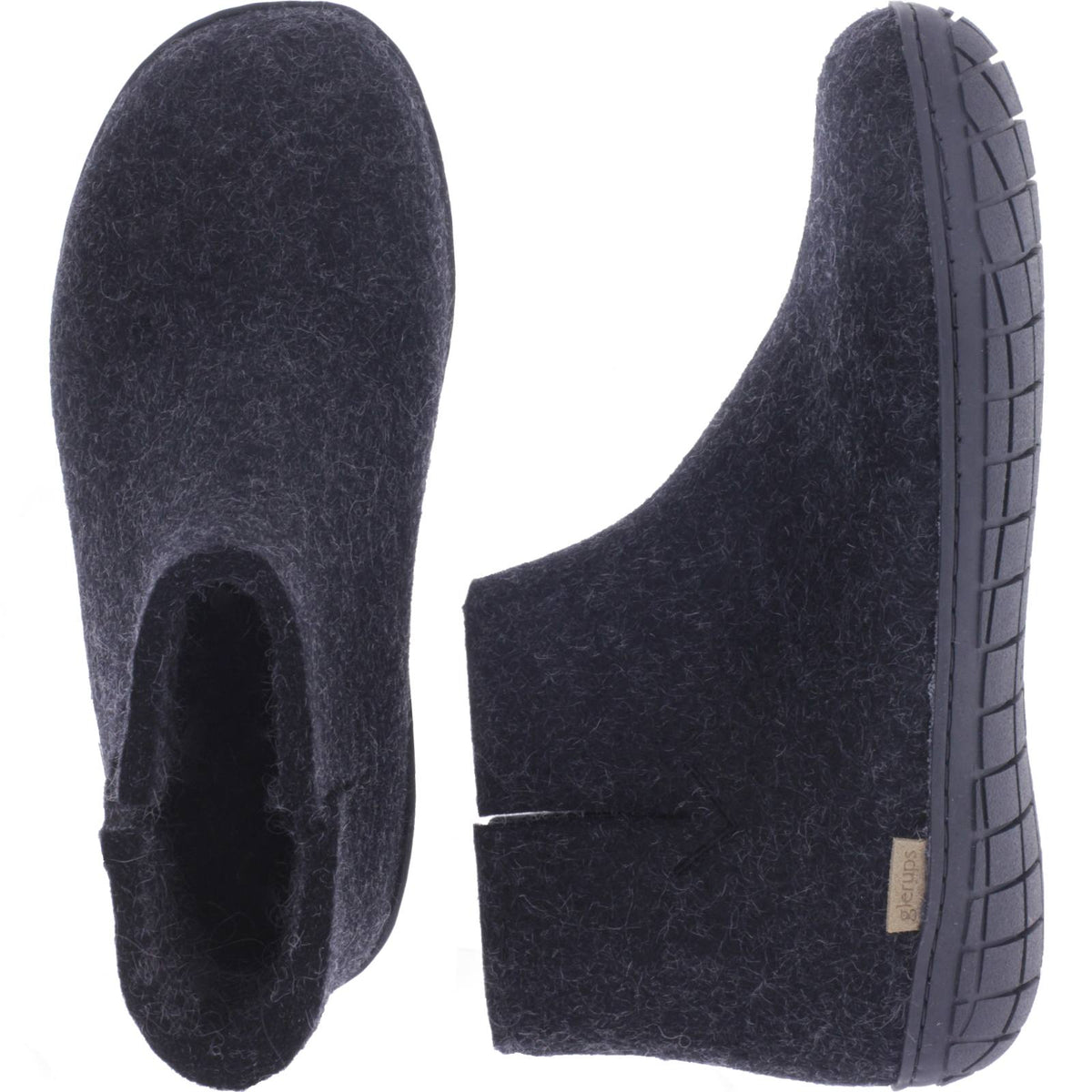 Glerups / Modell: "GR" / Charcoal-Anthrazit Wollfilz / Schwarz-Sohle / Geschlossene Schuhe
