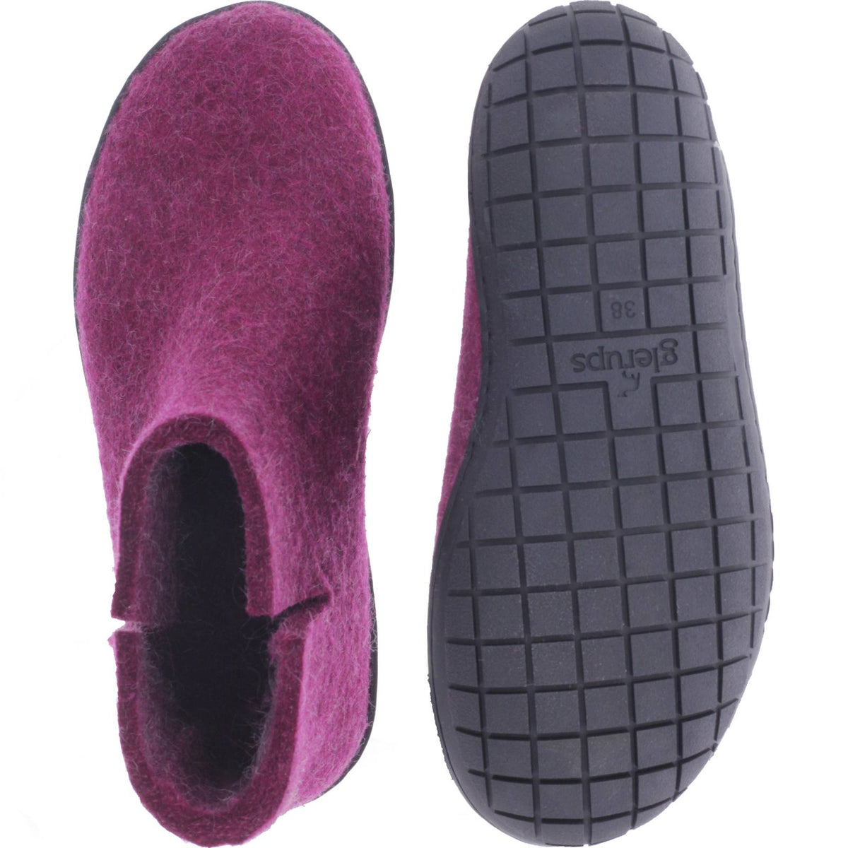 Glerups / Modell: "GR" / Cranberry Wollfilz / Schwarz-Sohle / Geschlossene Schuhe