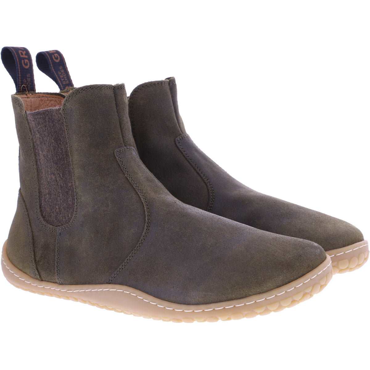 Grand Step Shoes | Kim Barefoot | Olive | Veloursleder | Damen Barfußschuhe