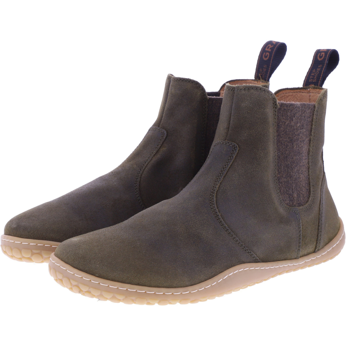 Grand Step Shoes | Kim Barefoot | Olive | Veloursleder | Damen Barfußschuhe