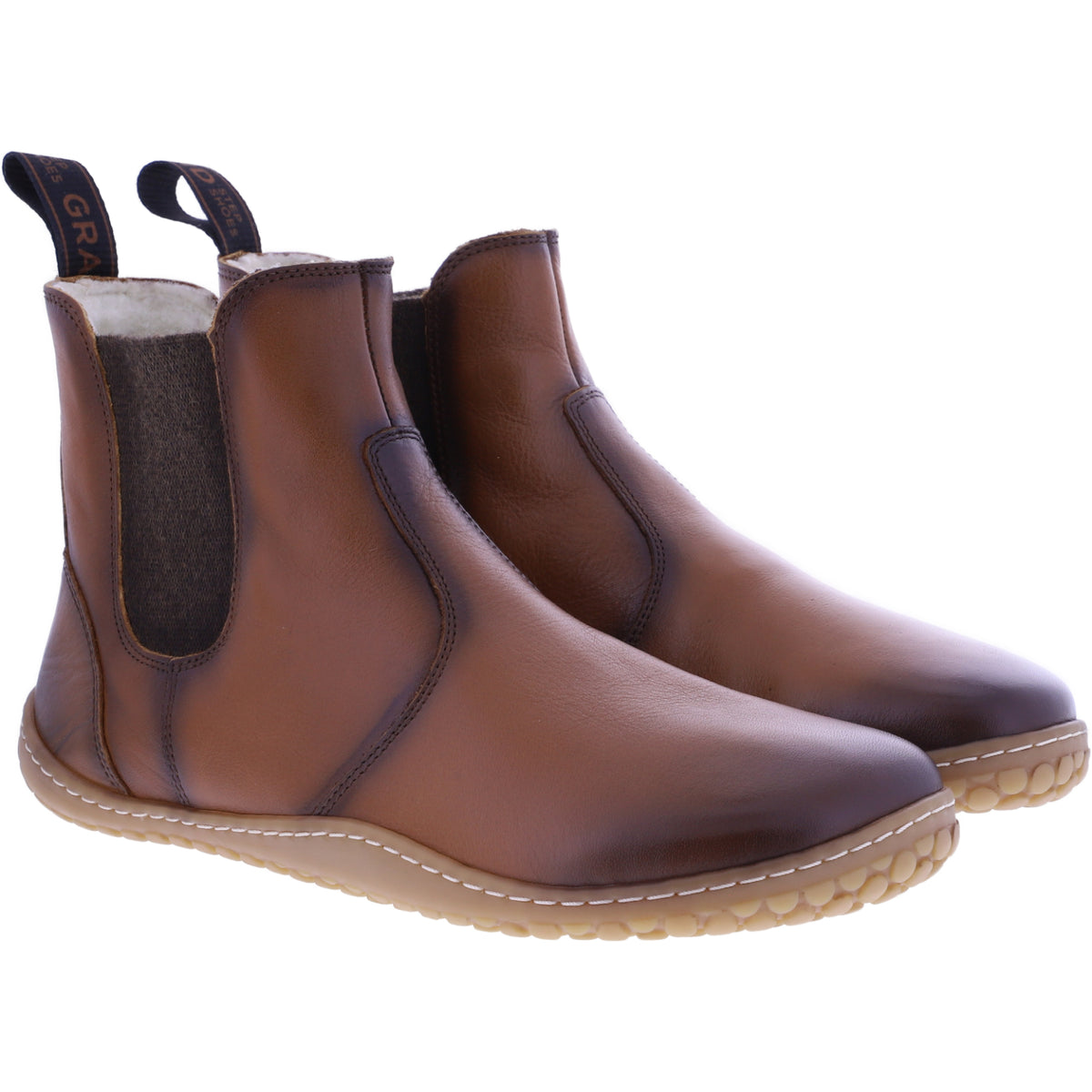 Grand Step Shoes | Kim Barefoot | Kastanie-Braun | Nappaleder mit Wollfutter | Damen Barfußschuhe
