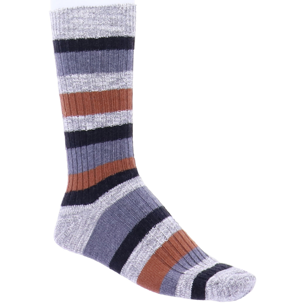 Birkenstock Herren Socken - Slub Stripes - Auburn - Grau/Braun/Hellgrau