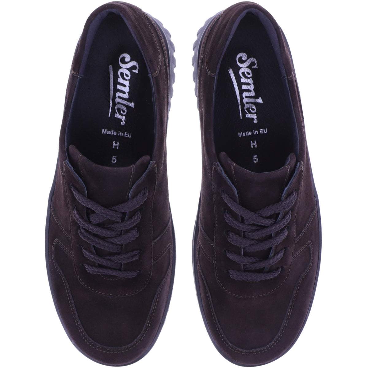 Semler | Lena | Espresso | Samt-Nubukleder | Weite: H | L5445 | Damen Komfort Schnürer
