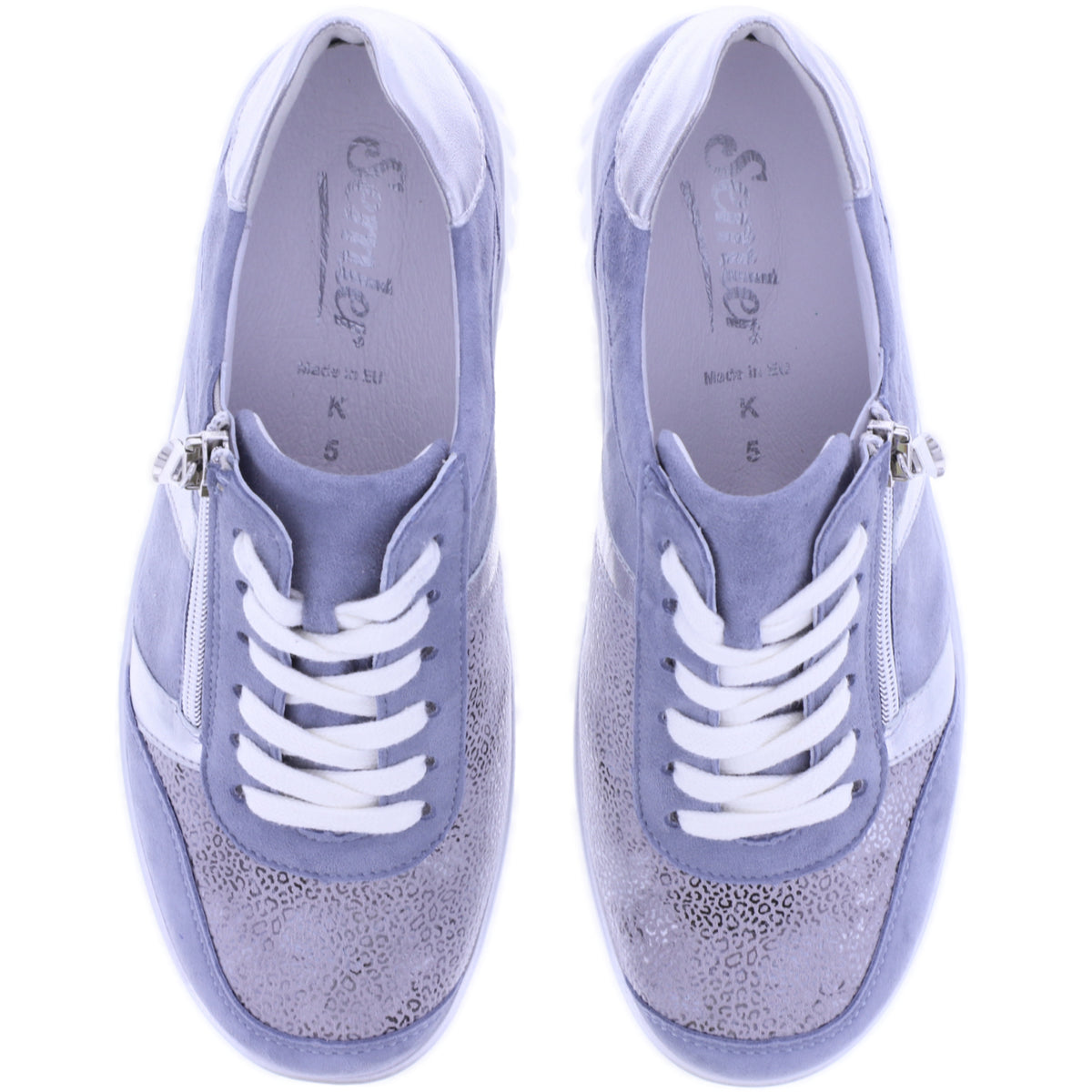 Semler | Larissa | Sky-Silber | Nubukleder-Stretch | Weite: K | L8315 | Damen Komfort-Schnürer