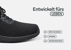 Orthofeet® | Yari | Schwarz-Schwarz | Hands-Free Schuhe mit Fersendämpfung | Herren Schnürer