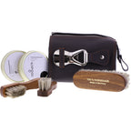 F. Hammann / Premium Schuhpflege-Tasche mit Inhalt / Espresso Kalbsleder / Made in Germany