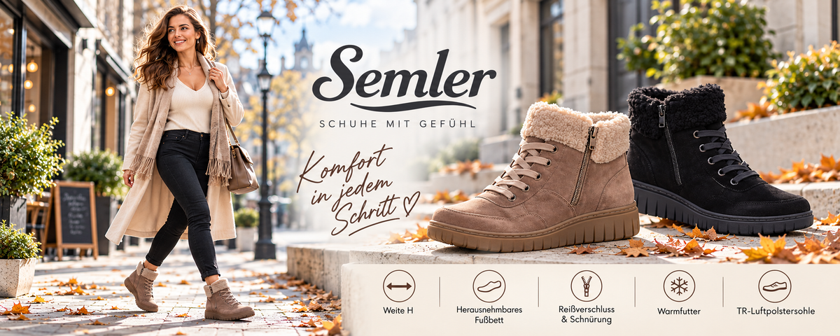 Semler – Komfort in jedem Schritt: warme Sina-Stiefeletten in Caramel und Schwarz