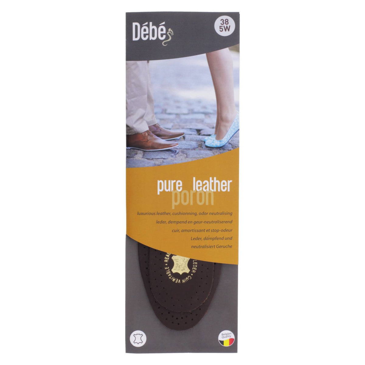 Débé - Pure Leather Poron - Luxuriöse Leder Einlegesohlen mit Polsterung aus Belgien