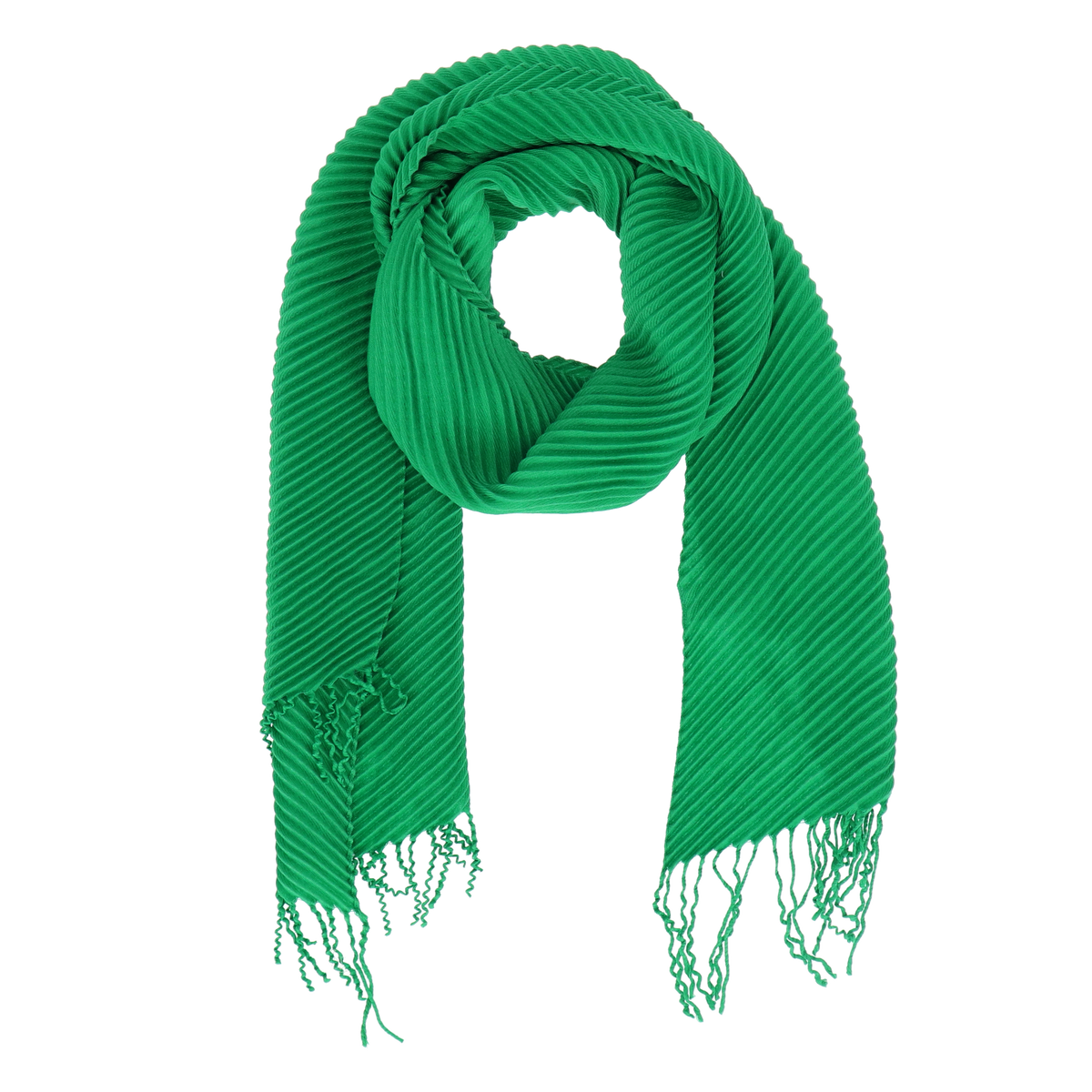 halsüberkopf | Feiner Pashmina Plissee Schal | Uni Grün | 40x200
