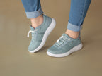 kybun / Modell: Langnau / Farbe: Green-Grau / Leder-Textil / Weite: Weit / Damen Aktiv Schnürer
