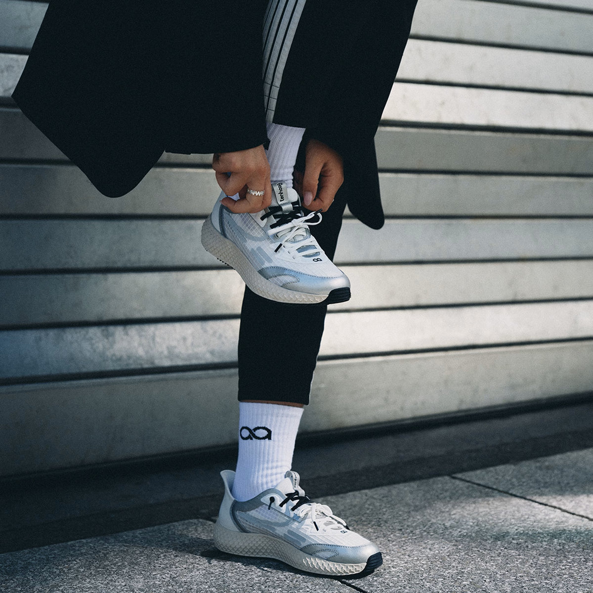 tenhaag | easyhaag by Karo Kauer | Metallic Silver/White-Black | 0025-089 | Damen Hands-Free Sneaker