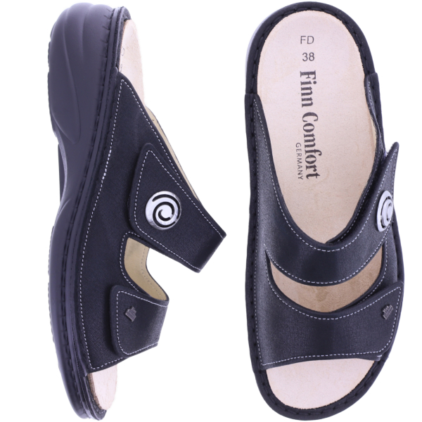 Finn Comfort | Colina | Black-Schwarz | Leder | Wechselfußbett | 02628-817393 | Damen Pantoletten