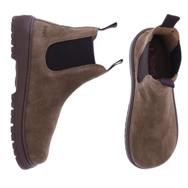 Koel | Gavien | Brandy-Antikbraun | Veloursleder | Damen Barfuß-Chelsea-Boots