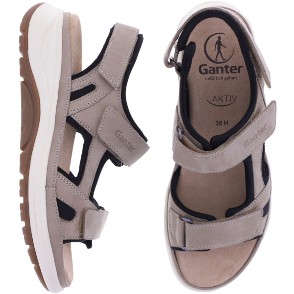 Ganter AKTIV | Holly | Taupe-Schwarz | Weite: H | Softnubuk | 1-200722-1901 | Damen Sandalen