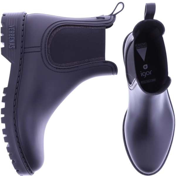 Verbenas | Gaudí Mate Glitter | Negro-Glitter/Schwarz-Glitzer | Damen Gummistiefel | Chelsea Boots