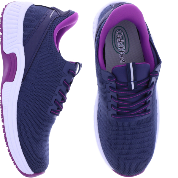 Orthofeet® | Kita | Dunkelblau-Orchidee | Hands-Free Schuhe mit Fersendämpfung | Damen Schnürer
