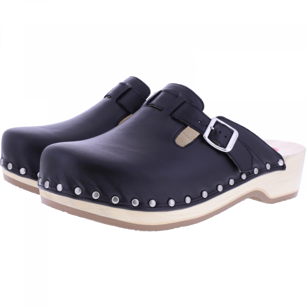 Berkemann / Riemen-Toeffler / Schwarz-Natur Kalbsleder / 00402-901 / Herren Holzclogs