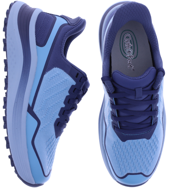 Orthofeet® | Nira Trail | Marineblau-Robin´s-Egg-Blue | Hands-Free Schuhe mit Fersendämpfung | Damen Schnürer