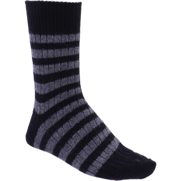 Hirsch Natur | Ringel-Socken | Schwarz-Anthrazit | 100% Schurwolle