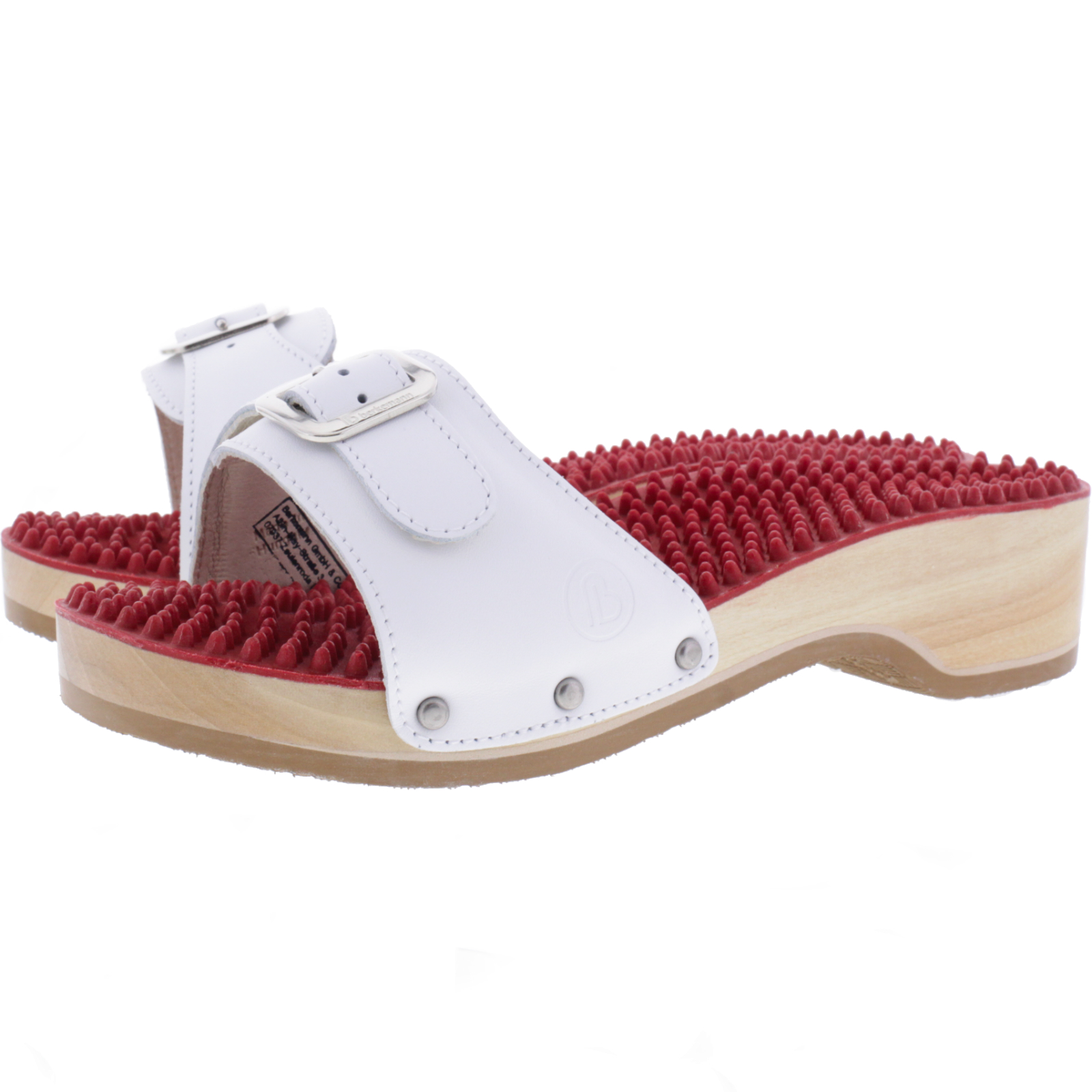 Berkemann / Noppen-Sandale mit Absatz / Weiß Kalbsleder / Art: 00108-100 / Damen Holzsandalen