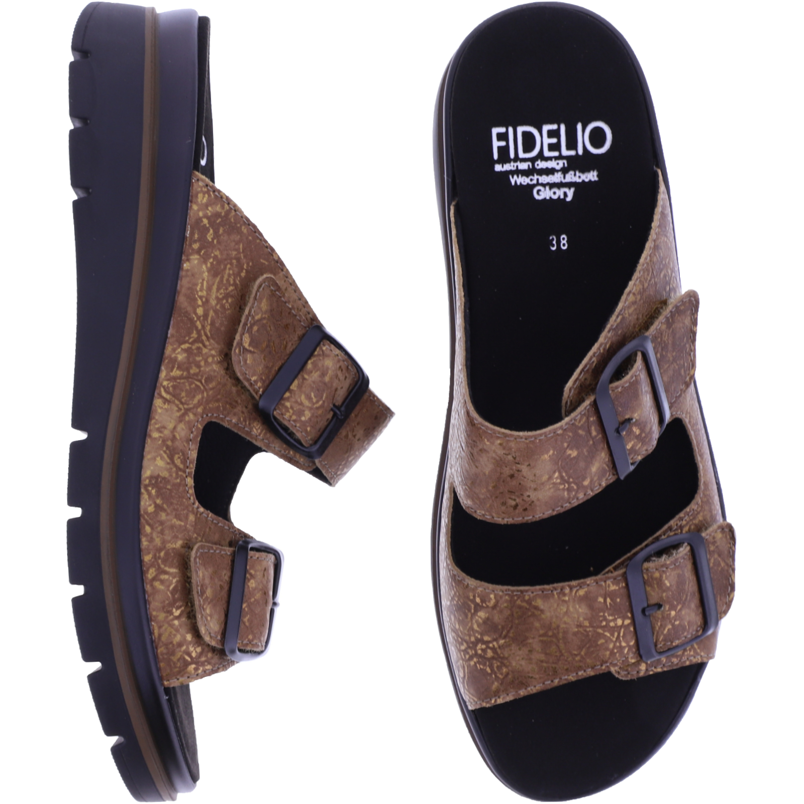 Fidelio Glory Cuoio Priming-Braun Leder Damen Pantoletten
