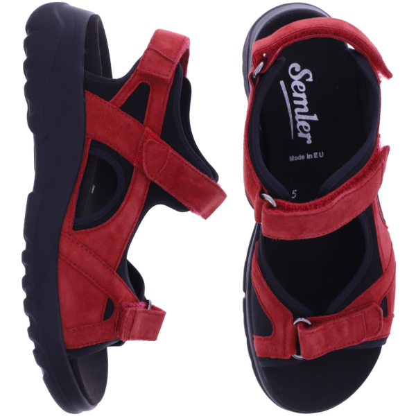Semler | Wiebke | Fire-Rot-Schwarz | Nubukleder | Weite: H | W3165 | Damen Komfort-Sandalen