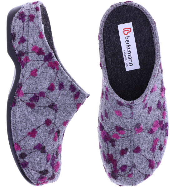 Berkemann | Donata | Hellgrau Tupfen Filz | Form: Melbourne | Weite: H | 01028-645 | Damen Clogs