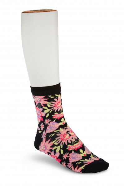 Birkenstock Damen Socken - Cotton Flowers - Black-Rose