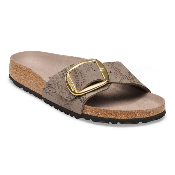 Birkenstock | Madrid Big Buckle | Gray Taupe | Python-Print | Weite: Schmal | 1032935 | Damen
