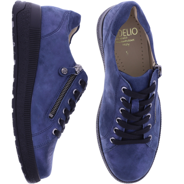 Fidelio | Holy | Marine-Blau | Leder | Multistretch | Weite: H | Damen Schnürer