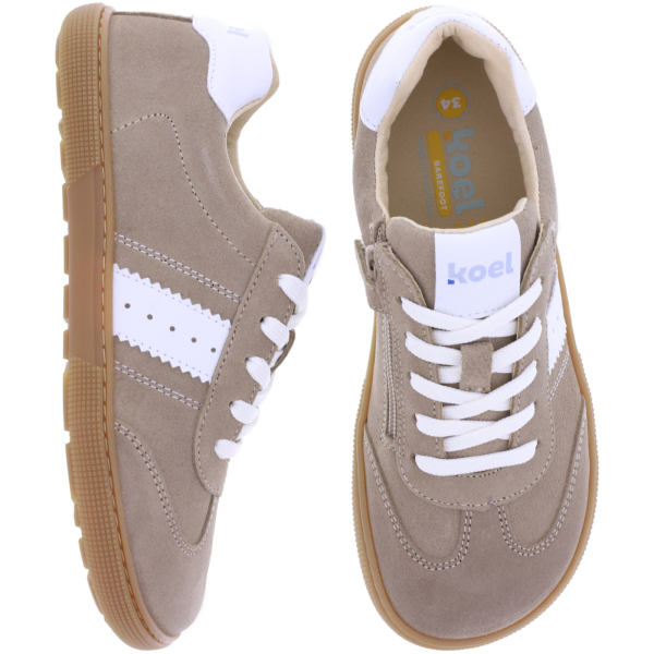 Koel Kids | Declan | Beige-Weiß | Veloursleder | Kinder Barfußschuhe