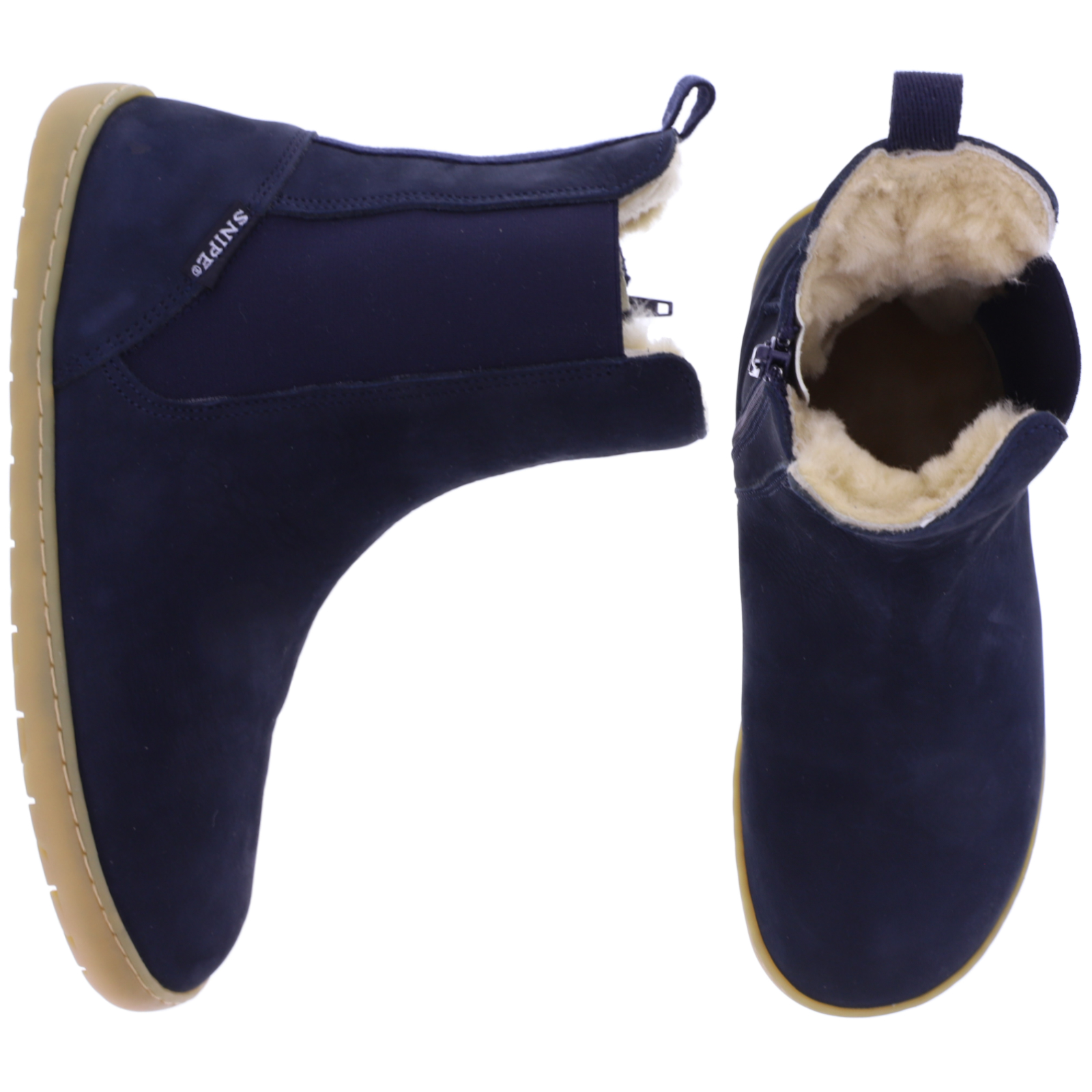 Damen Marine Stiefel Lammfell Snipe Barefoot Marino-Blau Damen - Main Image