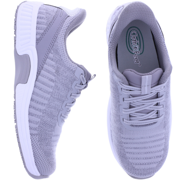 Orthofeet® | Kita | Hellgrau | Hands-Free Schuhe mit Fersendämpfung | Damen Schnürer