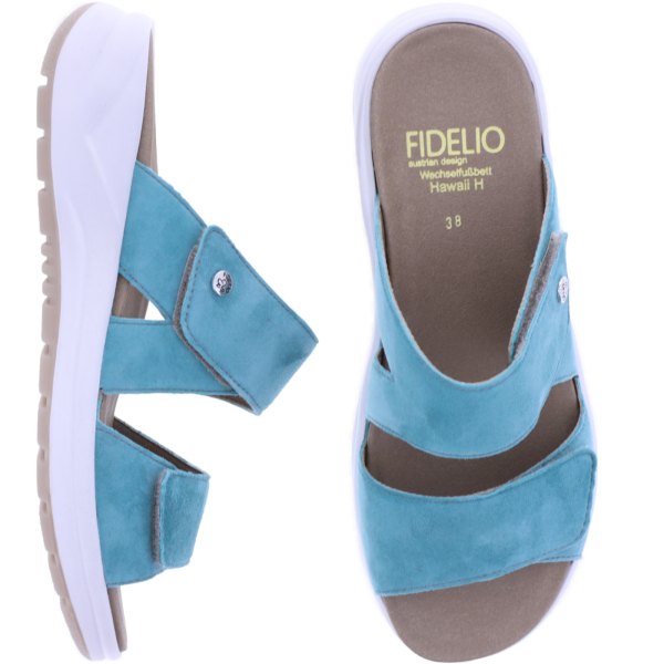 Fidelio | Hawaii | Tiffany-Türkis | Nubukleder | Weite: H | Damen Pantoletten