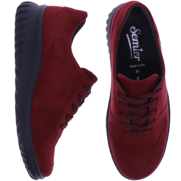Semler | Lena | Chianti-Rot | Samt-Nubukleder | Weite: H | L5445 | Damen Komfort Schnürer