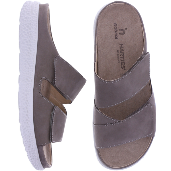 Hartjes Natural | Groove | Schlamm-Grau | Veloursleder | Weite: H | 1221221-3500 | Damen Pantolette