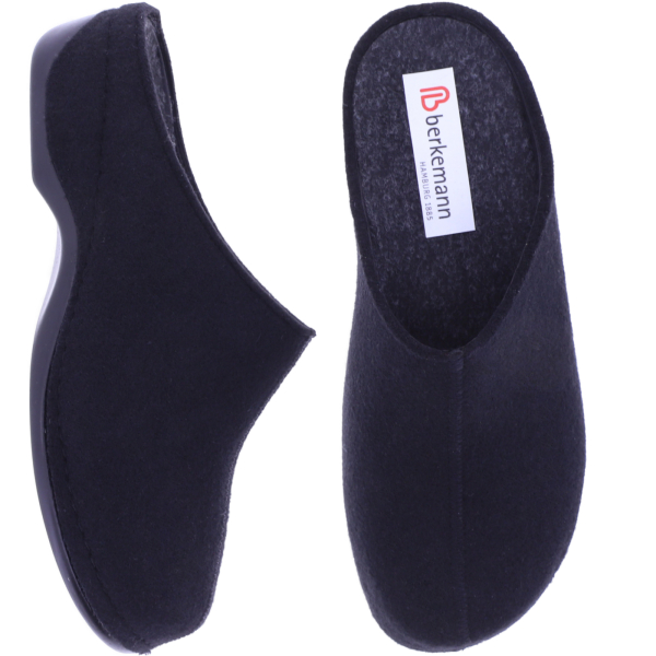 Berkemann | Florina | Schwarz Filz | Form: Melbourne | Weite: H | 01025-958 | Damen Filzhausschuhe