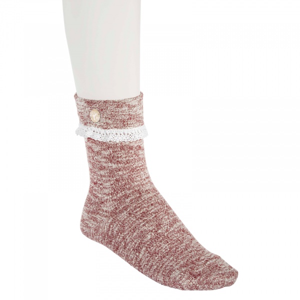 Birkenstock Damen Socken - Slub Lace - Tawny Port - Baumwolle