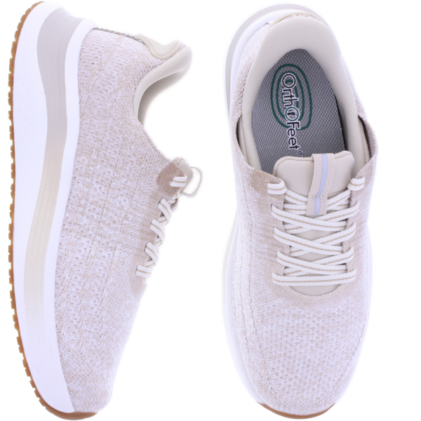 Orthofeet® | Nira | Blond-Beige | Hands-Free Schuhe mit Fersendämpfung | Damen Schnürer