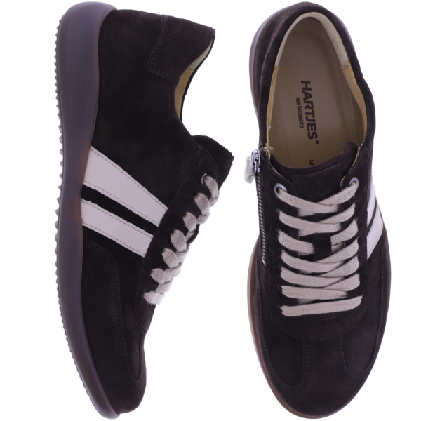 Hartjes | Goa | Dunkelbraun-Creme | Veloursleder | Weite: G | 1622106-7703 | Damen Komfort-Sneakers