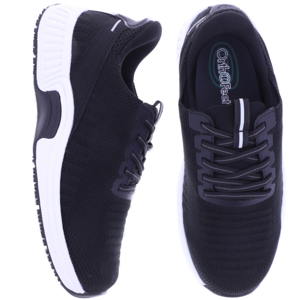 Orthofeet® | Kita | Schwarz-Weiß | Hands-Free Schuhe mit Fersendämpfung | Damen Schnürer