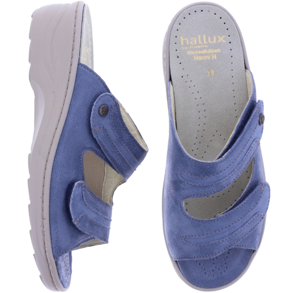 Fidelio | Hedi | Jeans-Hellblau | Leder-Stretch | Hallux | Weite: H½ | Damen Pantoletten