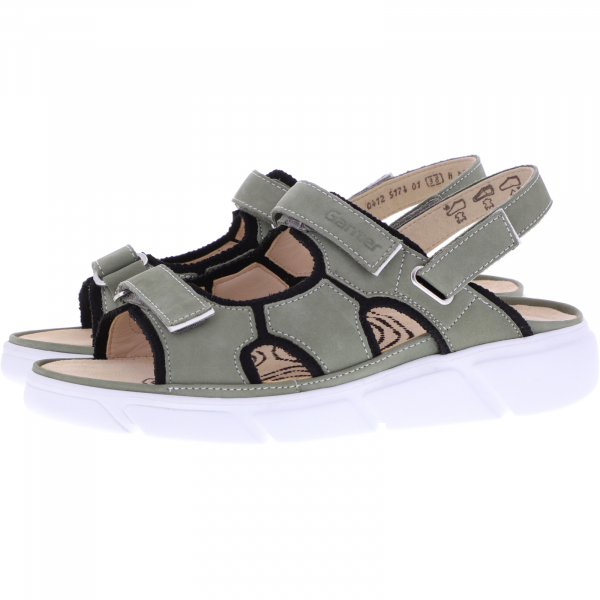 Ganter / Halina / Salbei-Schwarz / Wechselfußbett / Weite: H / Art: 3-200412-5400 / Damen Sandalen